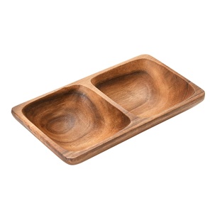 Plateau en bois 2 sections plateau décoratif marron support de pièce maîtresse Vintage plateau de pouf de ferme pour la cuisine - Product Image 1