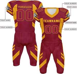 Uniformes de Fútbol Americano Personalizados para Adultos, Conjuntos de Uniformes de Fútbol Americano de Alta Calidad de 12 Paneles, Manga Corta Estampada - Product Image 3