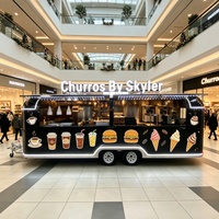 Remorque alimentaire de style vintage, cuisine mobile avec éclairage LED, chariot de concession pour événements de restauration rapide