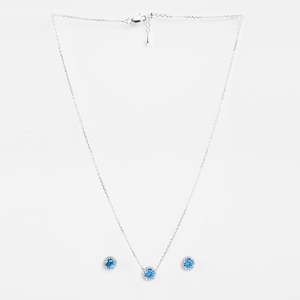Ensemble de bijoux de luxe en argent Orsa Blue avec saphir et zircon plaqué or et rhodium pour cadeau - Product Image 4