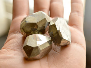 Natural Golden Pyrite Tumble Loose Faceted Gemstone Fools Gold Pyrite Tumble for <b>Money</b> & Health Healing Crystal Jewelry Making - Product Image 3