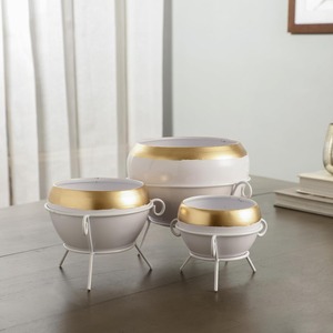 Ensemble élégant de 3 jardinières décoratives, idéal pour la verdure d'intérieur, le bureau à domicile, le balcon et une présentation élégante sur le sol ou la table, en provenance d'Inde - Product Image 2