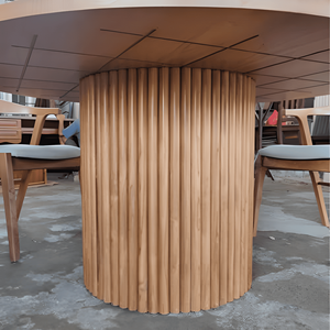 Ensemble de table à manger ronde en bois avec chaises rembourrées, meubles de salle à manger modernes pour la maison, l'hôtel, l'appartement et la villa (7 pièces) - Product Image 5