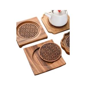 Posavasos de madera natural respetuoso con el medio ambiente, posavasos con logotipo personalizado, proveedor OEM de Vietnam - Product Image 2