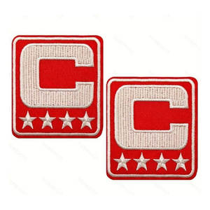 Films de transfert de chaleur de broderie rouge rétro cool avec des étoiles en tissu sergé blanc Captain Logo Iron On Washable Badge Patch - Product Image 6