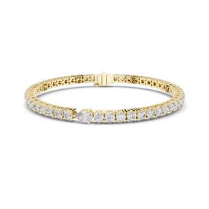 5.75 CT Lab Diamond Tennis <b>Bracelet</b> with Pear Cut Center Round Brilliant & Pear Cut 10KT, 14KT, 18KT Gold & 925 <b>Silver</b> - Product Image 1