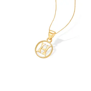 Colgante con Letra H en Oro Amarillo, Amuleto Fino Unisex - Product Image 4