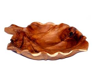 Bol en bois de teck racine de feuille en bois bol de décoration fait à la main - Product Image 3