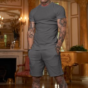 Survêtement d'été personnalisé pour homme avec tissu respirant de haute qualité en coton/polyester, shorts assortis gaufrés, hiver - Product Image 6