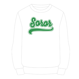 White 08 Soror Crewneck Sweatshirt Greek Sorority <b>Womens</b> Pink & <b>Green</b> College Sisterhood Winter Badge Casual Apparel - Product Image 5