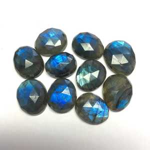 Lot de 10 pierres précieuses ovales de feu bleu coupe rose de labradorite naturelle pour la fabrication de pendentifs de bijoux - Product Image 1