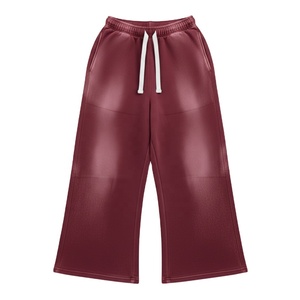 Pantalons de jogging amples et décontractés tendance, effet délavé au soleil, 100% coton, jambes larges, poches latérales, vêtements d'hiver - Product Image 1