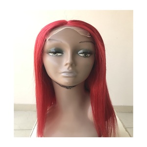 Perruques en dentelle HD 18'' rouges lisses, 100% Remy Virgin, cheveux humains bruts doux, cuticules alignées, grade 10A, double trame machine, type Mink Cambodgien - Product Image 1