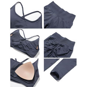 Conjunto de Yoga de 2 Piezas de Spandex/Poliéster Transpirable y Ecológico con Estampado Personalizado para Mujer, con Logotipo Frontal y Diseño sin Costuras - Product Image 5