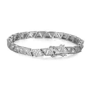 Brazalete de Tenis Clásico de Lujo con Moissanita de Corte Trillón de 8 Pulgadas en Plata 925 / Chapado en Oro de 10K, Regalo Unisex para Ocasiones Especiales - Product Image 2