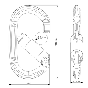 Mosquetón de aluminio ovalado YAC042D - Product Image 3