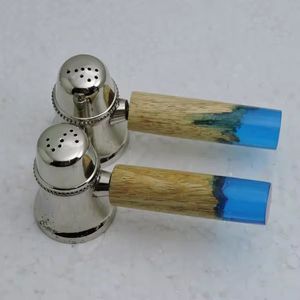 Resina, madera y latón con sal plateada y juego de pimienta con precio barato para tienda y mercado internacional - Product Image 4