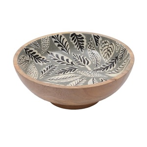 Cuenco de madera de gran tamaño con estampado de esmalte de alta calidad, cuenco redondo de madera para servir, mezclar ensalada, sopa, utensilios de cocina personalizados hechos a mano - Product Image 6