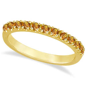 Anillo Apilable de Oro Amarillo de 14K con Incrustaciones Románticas en Forma de Corazón, Citrino de 0.38ct, Chapado en Oro Rosa, Acero Inoxidable de 2mm - Product Image 3