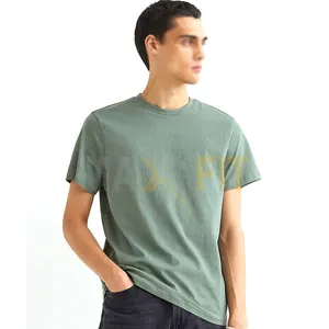 Green Solid Regular Fit Round-neck T-shirt Custom Design Good Quality Causal Wears T-Shirts By MAXFIT ENTERPRISES