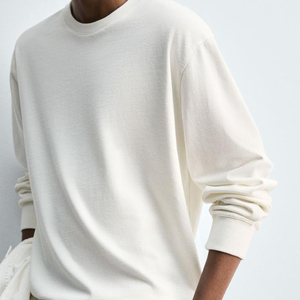 Venta al por mayor personalizado 280G ODM Logo hombres gamuza cuero pulóver sudaderas moda personalizada algodón gota hombro sudadera hombres - Product Image 5