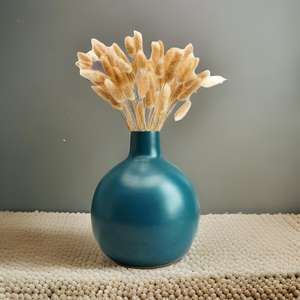 Jarrón de Flores Vacío de Metal de Hierro Estilo Bohemio Azul Ópalo, Diseño Moderno de Cuello Delgado, Maceta Decorativa para Mesa, Hogar, Bodas, Estante - Product Image 5