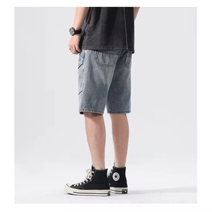 Nueva llegada moda tendencia 2025 verano Casual hombres pantalones cortos Jeans sueltos media cintura Streetwear recto 100% algodón sólido - Product Image 4
