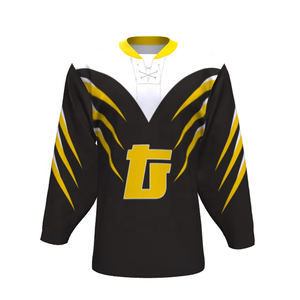 Venta al por mayor: Conjunto de camiseta de hockey sobre hielo 100% poliéster de secado rápido, el mejor set OEM personalizado, transpirable, sublimado para equipos, 220g, ¡gran oferta! - Product Image 4