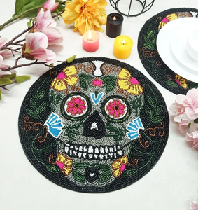 แผ่นรองแก้วทำมือจากลูกปัดแก้วรักษ์โลก ขนาด 14x14 ซม. สำหรับเทศกาลฮาโลวีน ของตกแต่งตามฤดูกาลที่ไม่เหมือนใคร ประดับด้วยลูกปัดอย่างประณีต - Product Image 6