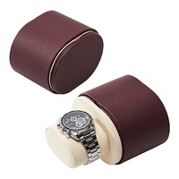 Étui de rangement portable pour montre de luxe en cuir PU, design coulissant, doublure en velours
