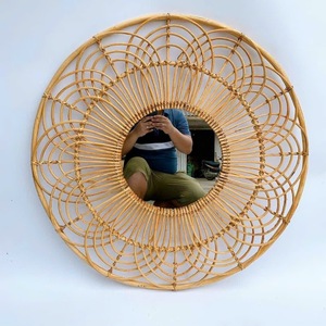 Rustic Wicker Rattan Framed Wall <b>Mirrors</b> <b>Full</b> <b>Length</b> Oval Shape for <b>Bedroom</b> Living Room and Dressing Use - Product Image 1