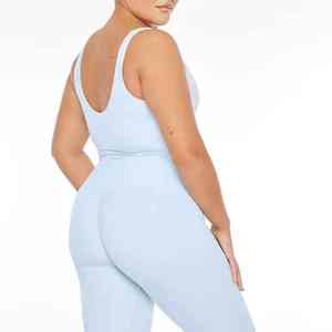 Nouveau soutien-gorge de sport extensible en nylon personnalisé best-seller vêtements de fitness et de yoga rembourrés bleu clair - Product Image 5