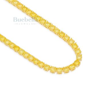Collar de cadena de tenis amarillo de diamante de moissanita de 5mm chapado en oro de 14 quilates de plata 925 para hombre, producto de gran oferta - Product Image 3