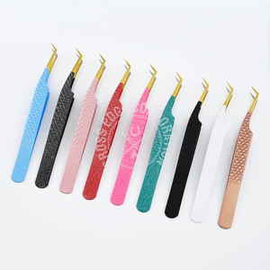 45 Degree Lash Supplies Tools Eyelash Tweezers Fiber Tip volume Tweezers For Eyelash Extension curved isolation tweezers - Product Image 2