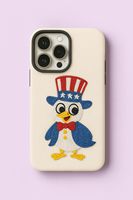Coque de téléphone portable chic artisanale avec broderie perlée, motif drapeau américain Aigle Torche, design patriotique personnalisé, tailles personnalisées, compatible Apple iPhone