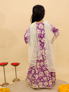 Filles enfants Lehnga Choli avec Dupatta coton robe ethnique tenue de fête de mariage robe pour fille - Product Image 3