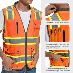 Chaleco de seguridad nocturna para exteriores, chaleco reflectante duradero de alto brillo, uniforme de seguridad, chaleco de alta visibilidad, logotipo personalizado - Product Image 5