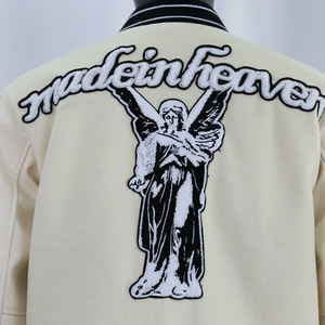 แจ็คเก็ตวาร์ซิตี้ผู้ชาย แฟชั่นสุดฮิต สไตล์เท่ห์  ตกแต่งด้วยแพทช์  ผ้าขนสัตว์  สำหรับฤดูหนาว  สไตล์สตรีทแวร์  ปักด้วยไหมเชนิลล์ - Product Image 4