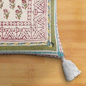 Unique Pattern and Rose Design <b>Cushion</b> <b>Covers</b> 100% Cotton Material <b>Cushion</b> <b>Covers</b> Hand Block Print Pillows for Home Living Decor - Product Image 4