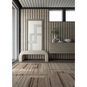 พรมขนสัตว์ถักมือสีเบจและสีน้ำตาล รุ่น Re-1454 ลายแบบนามธรรมสไตล์โบโฮ สำหรับห้องนั่งเล่น พรมรูปสี่เหลี่ยมผืนผ้า เหมาะสำหรับห้องโถง - Product Image 5