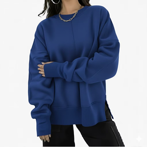 Sweat-shirt long à col montant confortable et surdimensionné, doux et moelleux, chaud pour l'hiver, coupe décontractée, streetwear décontracté, à porter au quotidien, tendance - Product Image 4