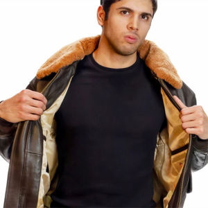 Veste de vol unisexe en cuir vintage High Street Veste d'hiver chaude avec doublure coupe-vent écologique et respirante - Product Image 2