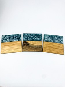 Posavasos de Doble Material rústico moderno resina y madera resistente al calor antideslizante Estilo clásico-grandes posavasos de piedra - Product Image 3