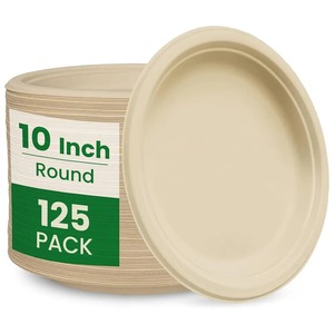 Biocean 9 "Rond Blanc Compostable Sugarcane Bagasse Plates-500/caisse - Product Image 1