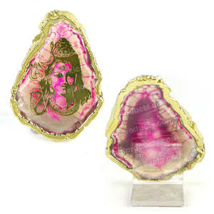 Crystal <b>Agate</b> Shiva Symbol <b>Coaster</b> & Table Decoration - Product Image 2