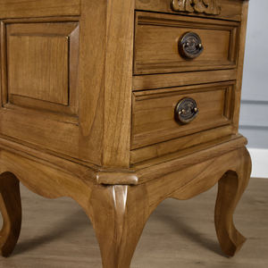 Chantilly Solid Mahogany Wood <b>Bedside</b> Cabinet with Natural Finish High Quality <b>Storage</b> for Apartment Bedroom Use 2 Drawers - Product Image 4