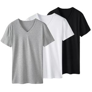 เสื้อยืดผู้ชายแขนสั้นทรงหลวม ระบายอากาศได้ดี ไซส์ใหญ่ รุ่นปี 2025 ผ้าบาง สีพื้น คอวี ผ้าฝ้าย 100% สำหรับฤดูร้อน - Product Image 1