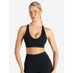 Soutien-gorge de sport réglable noir avec logo personnalisé Détails du dos en trou de serrure Soutien-gorge de sport fitness pour femme adulte lisse à fort impact et ultra extensible - Product Image 4