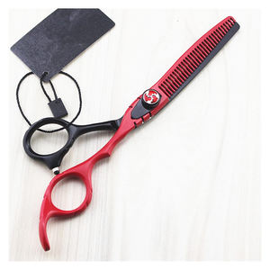 Professional Hair Scissors 6" Red Black <b>Barber</b> Scissors Stainless Steel Hairdressing Shears with PU Packing Case - Product Image 2