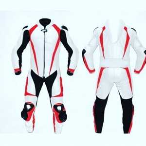 Traje de carreras de motocicleta de cuero genuino personalizado de talla grande manga ajustable a prueba de viento transpirable seguridad de alta calidad - Product Image 1